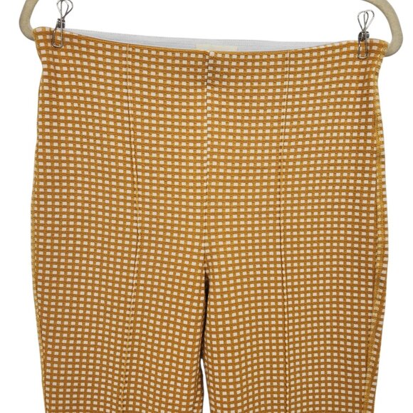 Anthropologie Maeve Womens Small Pants Mollie Gingham Checker Yellow Ankle Flare - Picture 2 of 9